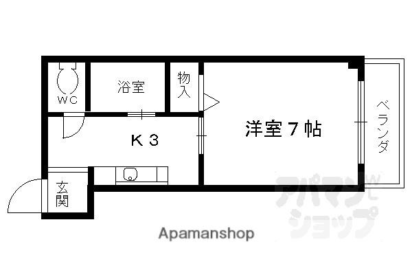 ロジュマン藤井(1K/3階)の間取り写真