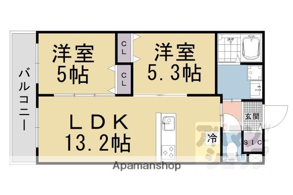 NOAH山科椥辻(2LDK/2階)の間取り写真
