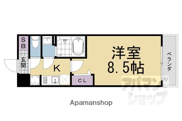 トレジャーマンションII(1K/4階)の間取り写真