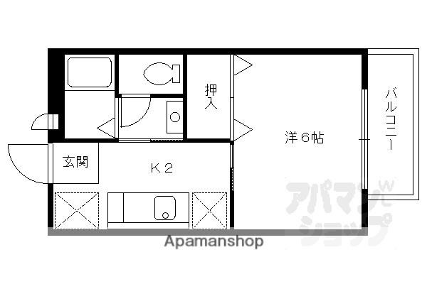 リバーハイツ宇治(1K/2階)の間取り写真