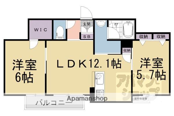 シャーメゾンVERDURE黄檗I(2LDK/3階)の間取り写真