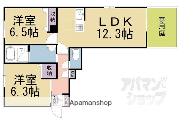 シャーメゾンVERDURE黄檗I(2LDK/1階)の間取り写真