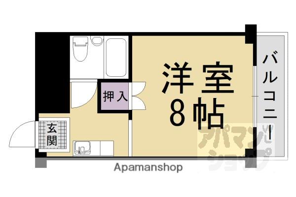 プリース山科I番館(1K/2階)の間取り写真