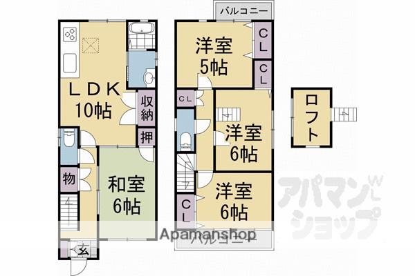 京都市東西線 石田駅(京都市営) 徒歩15分 2階建 築27年(4LDK)の間取り写真