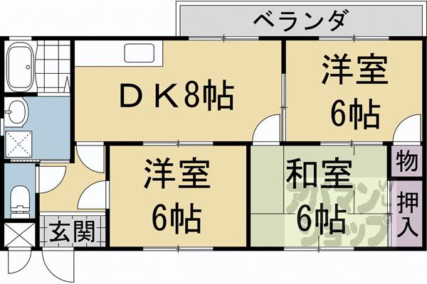 Fフラット(3DK/3階)の間取り写真