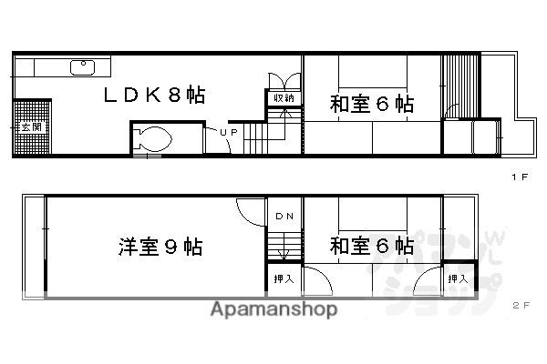 近鉄京都線 伏見駅(京都) 徒歩11分 2階建 築46年(3DK)の間取り写真