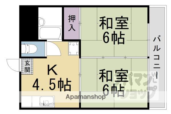 ドミール厨子奥A棟(2DK/2階)の間取り写真