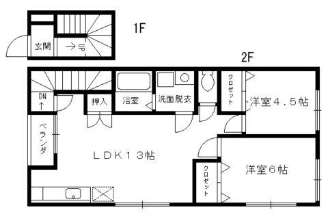 インリバーレジデンス(2LDK/2階)の間取り写真