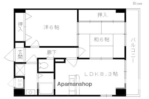 コスモスフローラ醍醐(2DK/2階)の間取り写真