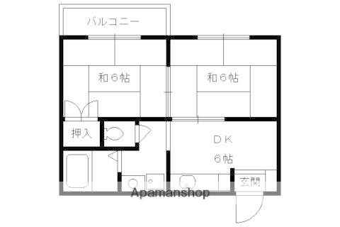 近鉄京都線 向島駅 徒歩10分 3階建 築41年(2DK/1階)の間取り写真