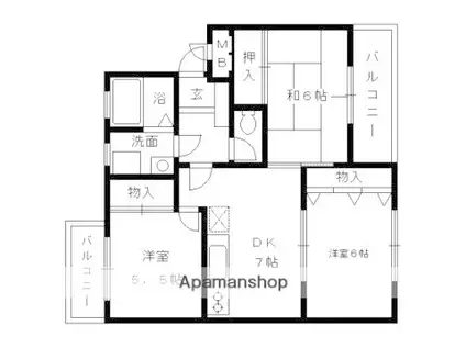 カーサNAKAMURA(3DK/2階)の間取り写真