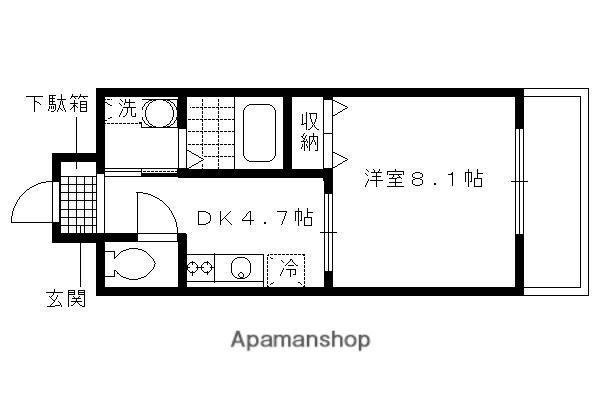 レクサス深草1号館(1DK/2階)の間取り写真