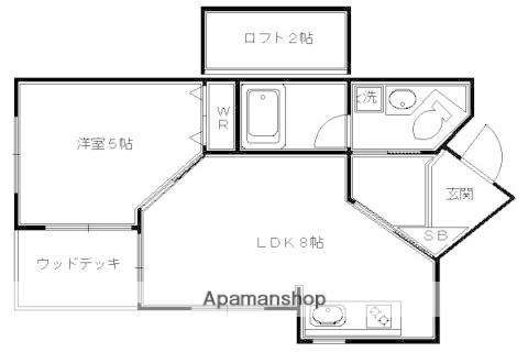 稲荷新風庵(1LDK/2階)の間取り写真