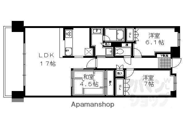 ジオ阪急洛西口サウスレジデンス(3LDK/9階)の間取り写真