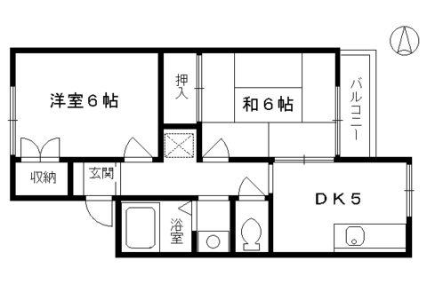 第三芳月ハイツ(2DK/2階)の間取り写真