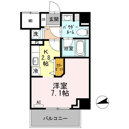 プレコート上鳥羽(1K/3階)の間取り写真