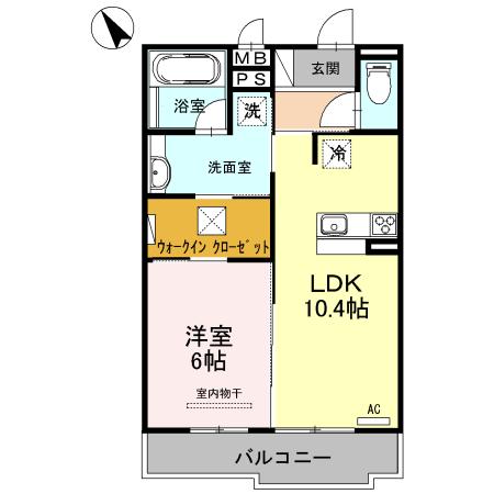 マジェスティ サザン Ⅱ棟(1LDK/1階)の間取り写真