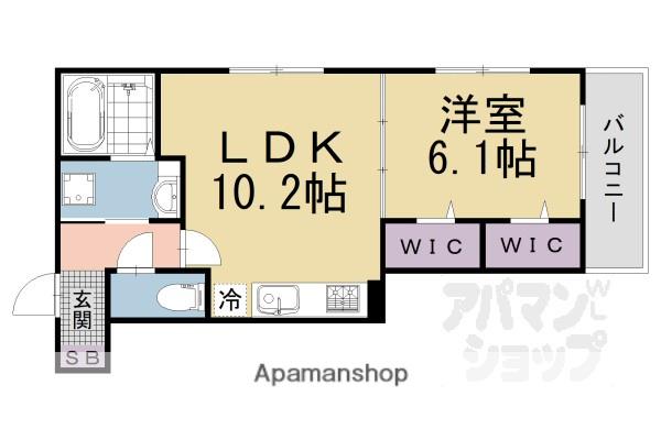 GRAMM深草 サウス(1LDK/1階)の間取り写真