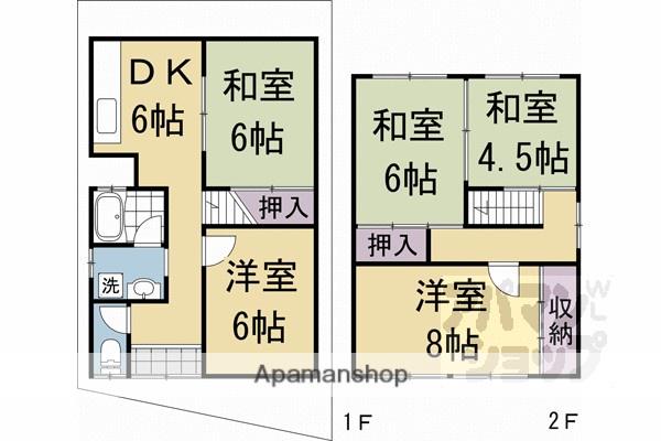 近鉄京都線 伏見駅(京都) 徒歩5分 2階建 築35年(5DK)の間取り写真
