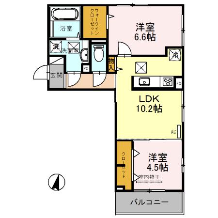 シューペリアⅡ(2LDK/1階)の間取り写真