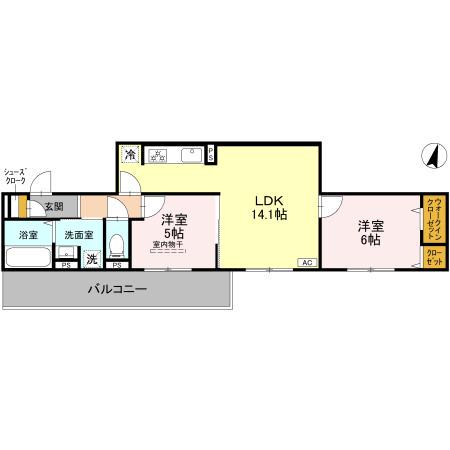 GRAMM奥海印寺 イースト(2LDK/2階)の間取り写真