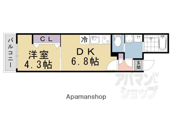 ARCA山科(1DK/3階)の間取り写真