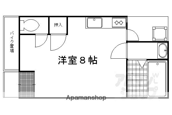 京阪電気鉄道京阪線 鳥羽街道駅 徒歩3分 1階建 築22年(ワンルーム)の間取り写真