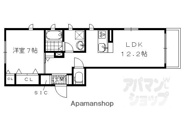 プランドール深草(1LDK/3階)の間取り写真