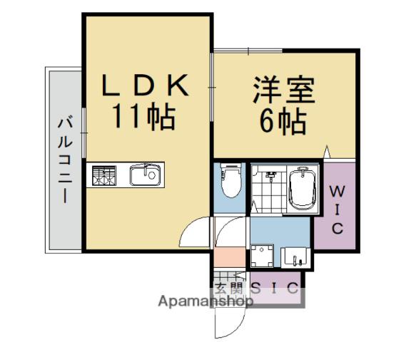 カーサ・フェリーチェ長岡京(1LDK/1階)の間取り写真