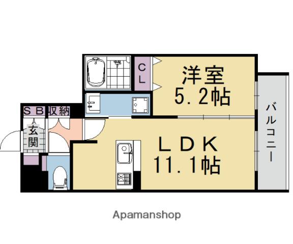 グランシュ長岡京(1LDK/4階)の間取り写真