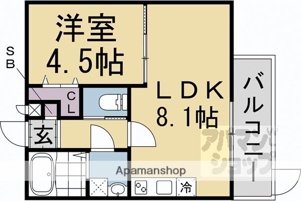 桃山水野左近西町アパート(1LDK/3階)の間取り写真