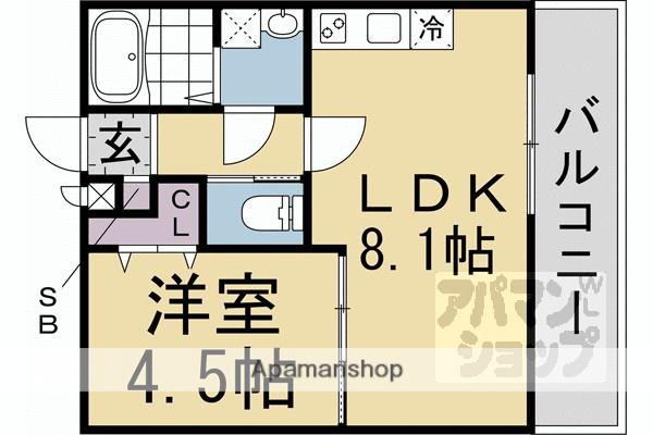 桃山水野左近西町アパート(1LDK/2階)の間取り写真