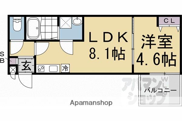 桃山水野左近西町アパート(1LDK/1階)の間取り写真
