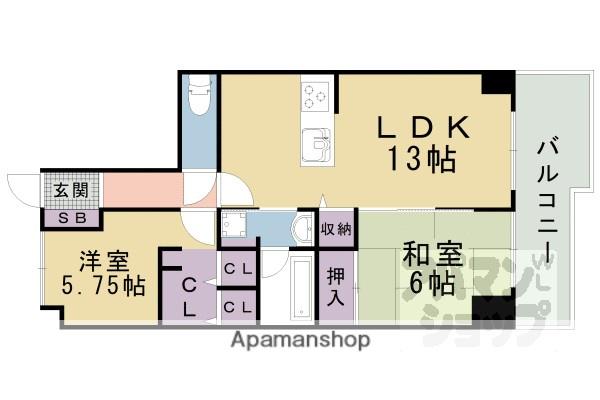 サニーコート山科(2LDK/3階)の間取り写真