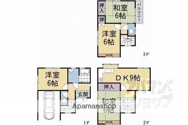 京阪電気鉄道宇治線 桃山南口駅 徒歩7分 3階建 築33年(4K)の間取り写真