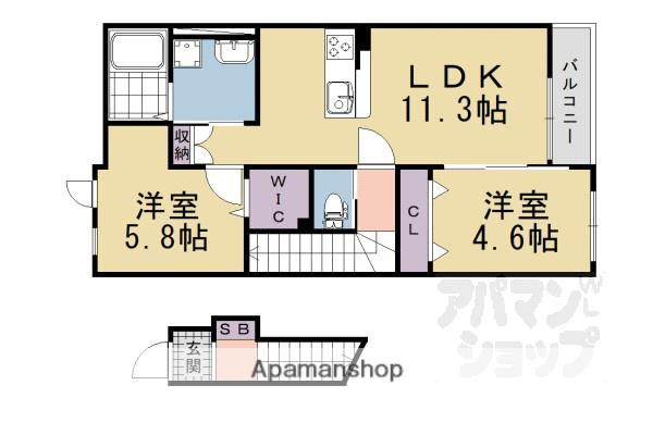 フィラーレ藤(2LDK/2階)の間取り写真