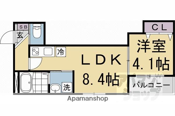 フラッツ六地蔵(1LDK/2階)の間取り写真