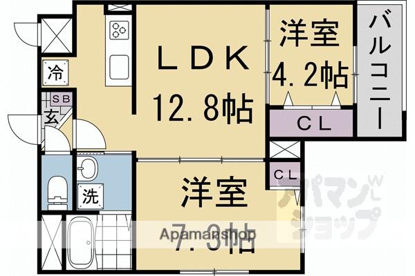 フラッツ六地蔵(2LDK/1階)の間取り写真