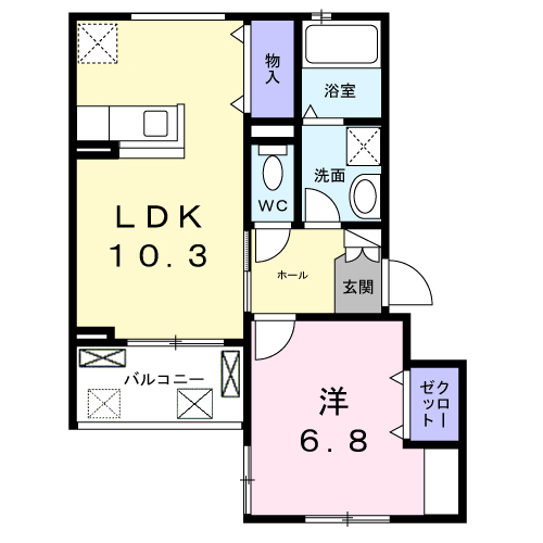 プレミール京都(1LDK/2階)の間取り写真