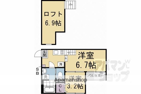 KYO MAISON伏見(2K/2階)の間取り写真