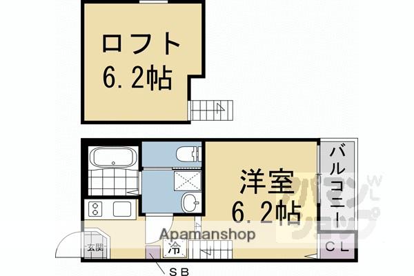 KYO MAISON伏見(1K/1階)の間取り写真