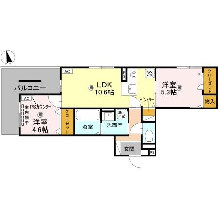 D-ROOM伏見駅前(2LDK/2階)の間取り写真