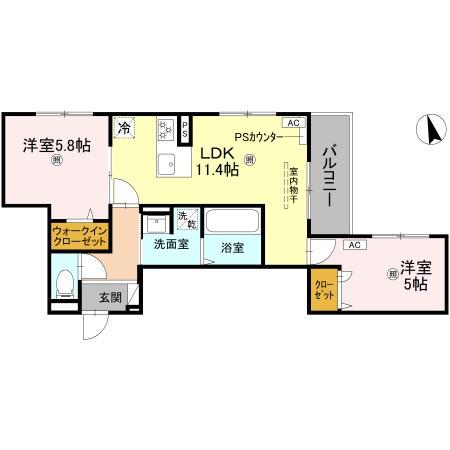 D-ROOM伏見駅前(2LDK/3階)の間取り写真