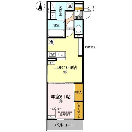 GRAMM西伊達(1LDK/2階)の間取り写真