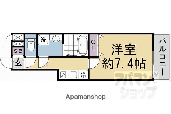 THEORY KYOTO AURA(1K/1階)の間取り写真