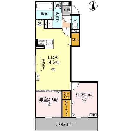 GRAMM北浜(2LDK/2階)の間取り写真