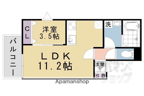 ジーメゾン山科ヴェリタ(1LDK/1階)の間取り写真