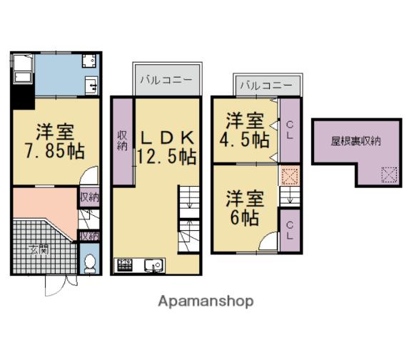 東海道本線 向日町駅 徒歩5分 2階建 築61年(3LDK)の間取り写真