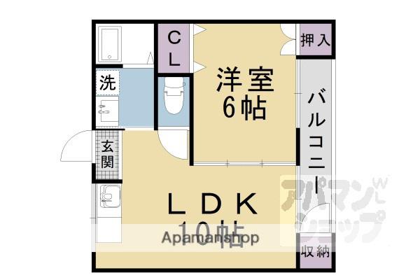 ハイツ百々(1LDK/2階)の間取り写真