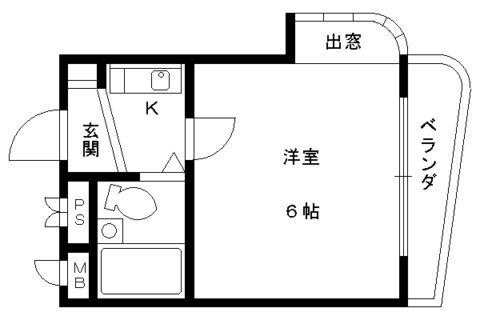 ルネサンス(1K/1階)の間取り写真